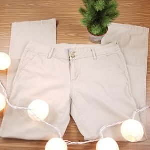 ✔Arizona Beige Flat Front Slacks Juniors 15 Long